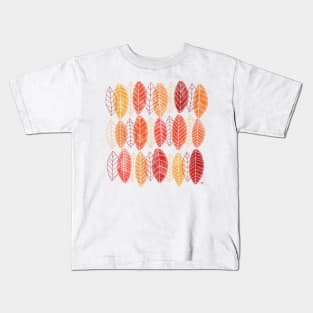 Fall Warm Leaves Pattern Kids T-Shirt